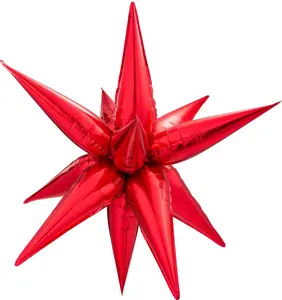 Decochamp Starburst Red 3D Foil Balloon - 22" in.