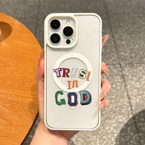 Magnetic Vintage Case for iPhone 17 16 E Pro Max 15 Plus 14 13 12 11 XS XR, Aesthetic Trust in God Vibes | Lightweight, Shockproof, Silicone, Scratch Resistant, and Cute