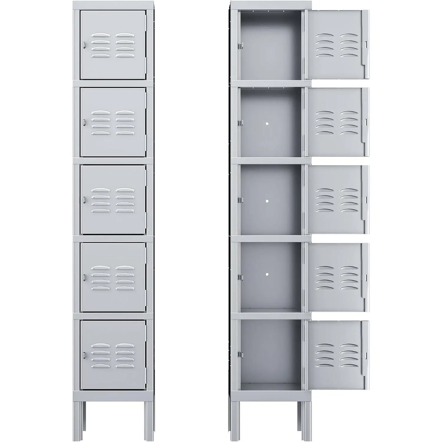 INTERGREAT Metal Locker for School Office Gym Metal Storage Locker Cabinet for Employees Students Steel Locker Triple Tier with 5 Door Gray