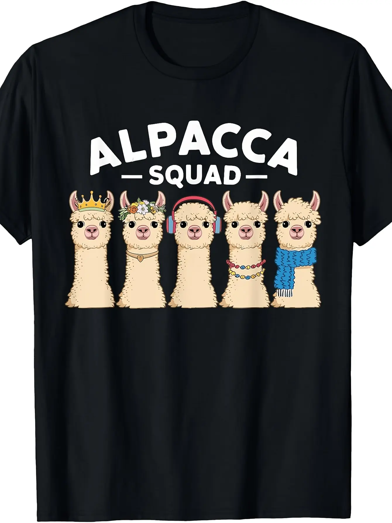 Funny Alpaca Squad Cool Alpacas Llama T-Shirt.jpg unisex soft cotton short sleeve t shirt, vintage graphic casual tee for men women teens, perfect birthday holiday gift for camping travel gym daily street  wear
