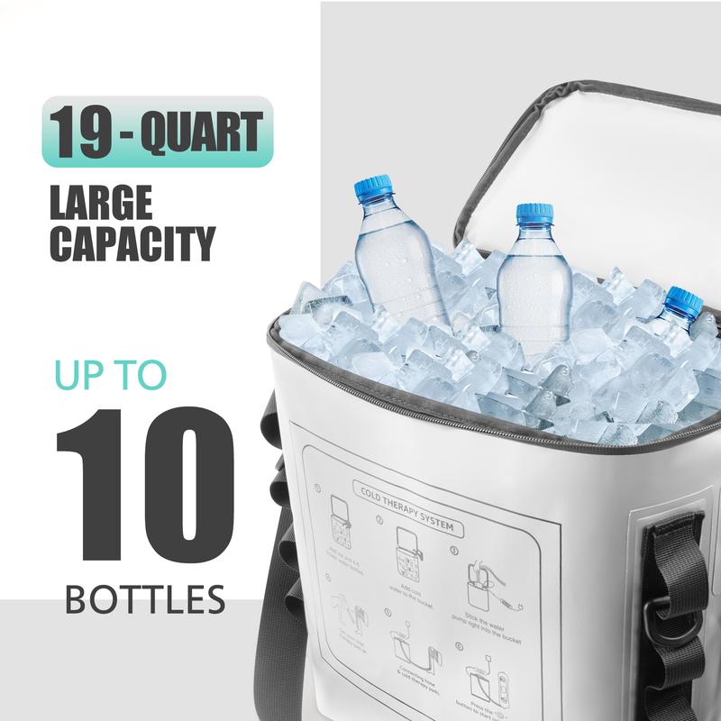 FANSEXPERT Cold Therapy Machine with Timer Portable Ice Machine for Knee After Surgery Knee Replacement Recovery System with Compression Pad for Shoulder Hip and Ankle White Adjustable Relaxing