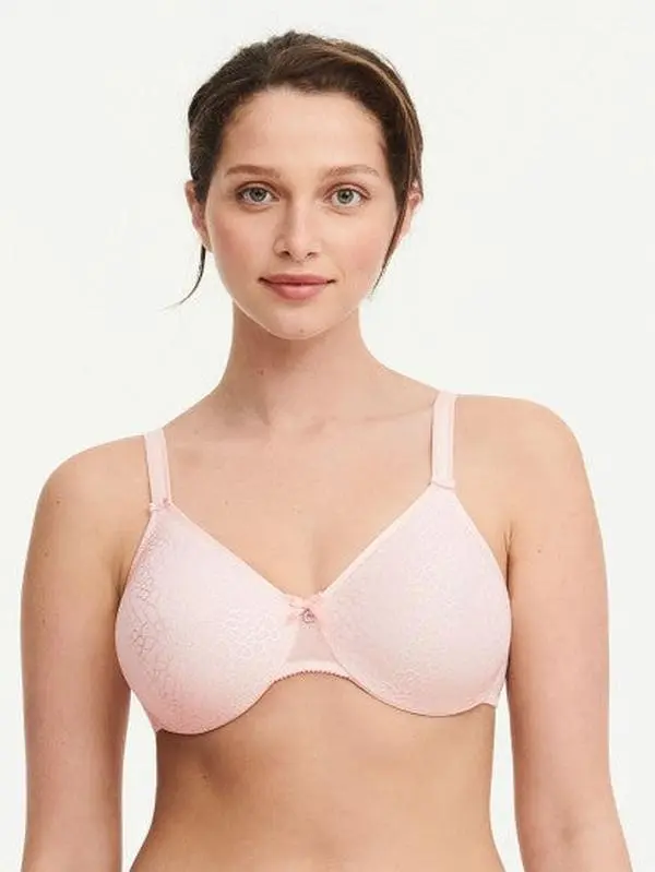 Women's Chantelle C Magnifique Style Underwire Bra - Blush Pink, 34E, Comfy Stretchy Padded Molded, Wings, Minimizer, Hook-Closure, Wide Band Support, Adjustable Straps, Hand Wash, Elastane, Full Coverage, Padded Strap Hold, Solid Blush, Stretchy Cups, Ce