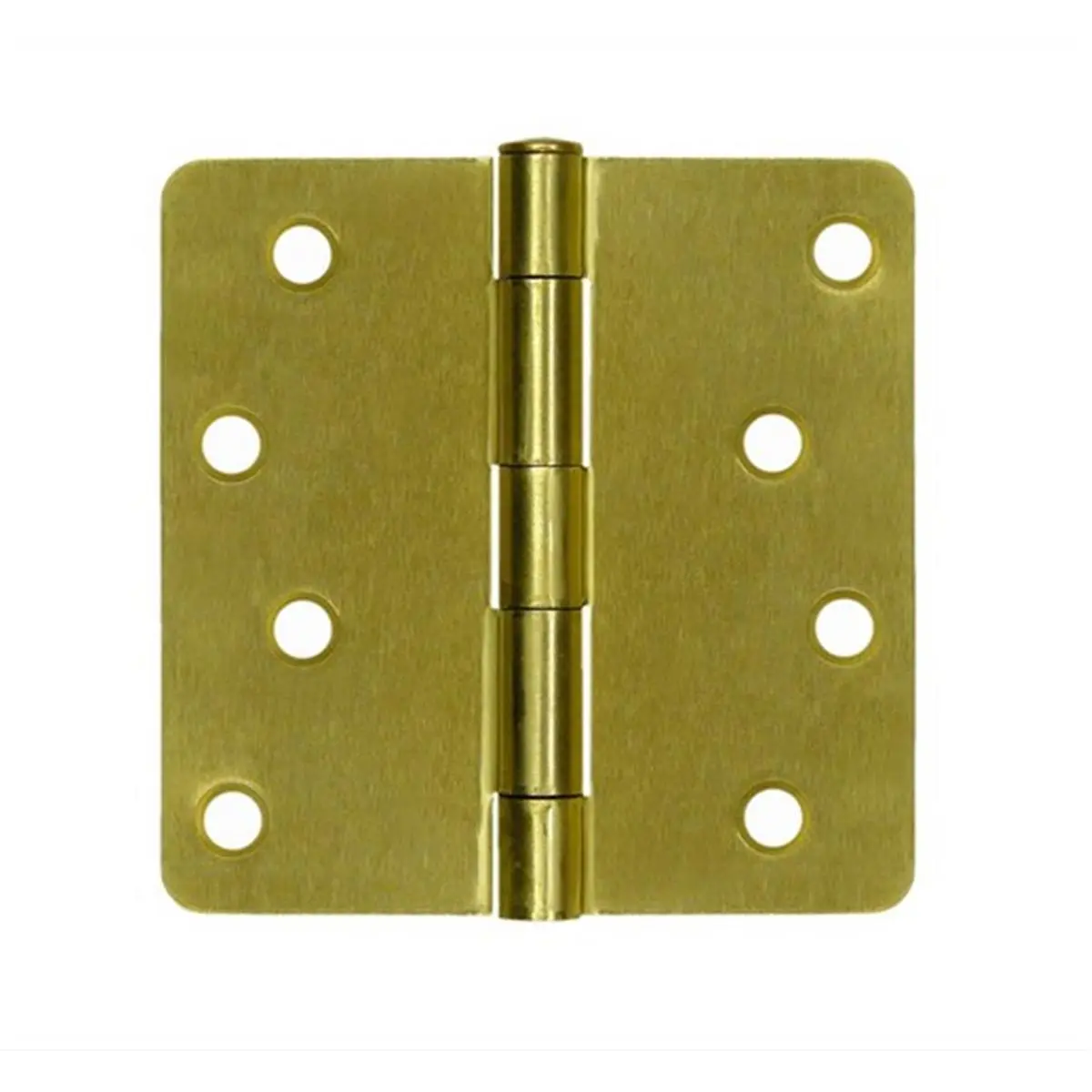 Deltana S44R44 Satin Brass Radius Anti-Rust Coated Arched Door Hinge, 4x4x0.25in Brass Round-Bow Shaped Hinges, Wood Screw Compatible, Weatherproof, for Kitchen/Bath, 1-Year Finish Warranty, Durable, Inches Measurement