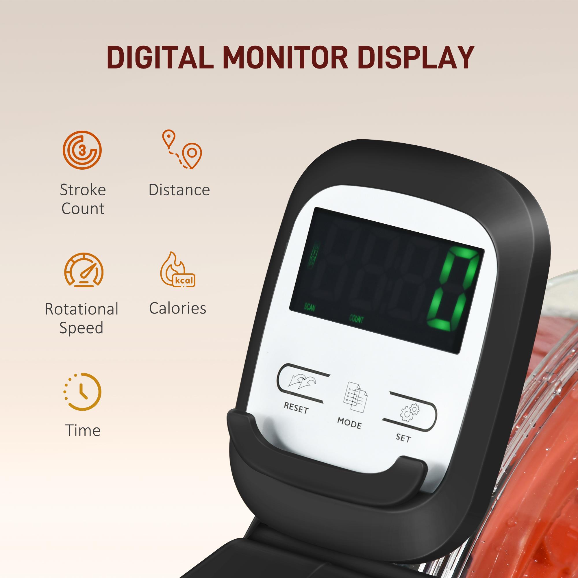 SAVEYOUR Viral Foldable Water Rowing Machine | Adjustable Resistance Home Cardio Trainer | LCD Monitor + Tablet Holder | Red Fitness Gear for GymTok