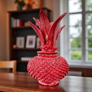 Mexican pottery, Pineapple decor, Mexican decoration, Pineapple sculpture, Glazed clay pineapple, Pottery from Michoacan