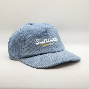 Sundaze 86' Quality Panel Hats Split 5 Panel Snapback Corduroy Blue