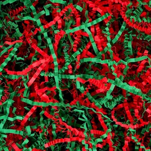 1LB Christmas Crinkle Cut Paper Shred Filler Recyclable  Wrap confetti Raffia Grass Shred Paper for Christmas  Wrapping Basket Filling Box Filling Party Decor (Red/Green)