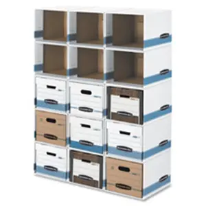 Fellowes Modular File-Cube Box Shell Stationery Storage Organizer, Steel Frame, Extra Strength, Quick Setup, Ltr-Lgl Size, 12in x 15in x 10in, 6-PK, White-Blue, Office Desk Accessories for Home & Office Organization