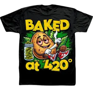 Baked 420 Graphic T-Shirt, Baked at 420 T-Shirt, Gifts Cotton Fabric