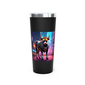 Copper Tumbler, Terminator Cow 22oz Mug, Insulated Travel Cup, Funny Novelty Gift, Stainless Steel Beverage Holder