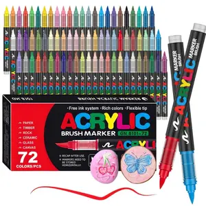 Acrylic Paint Marker Set, 1 Set 24/48/72 Colors Acrylic Paint Marker Pen with Box, Art Supplies for Rock Painting & DIY Craft