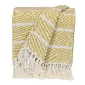 360 stand Cotton Soft Cozy Striped Throw Blanket, 50x60 in. Parkland Transitional Stripe Rectangle Blanket, Yellow, Cotton Throw Blanket, Soft Cozy Throw