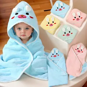 Baby Boy Animal Ear Bathrobe, Soft Breathable Material, Fun Cartoon Design, Multifunctional Dry Towel or Blanket for Newborns, Infant & Toddlers