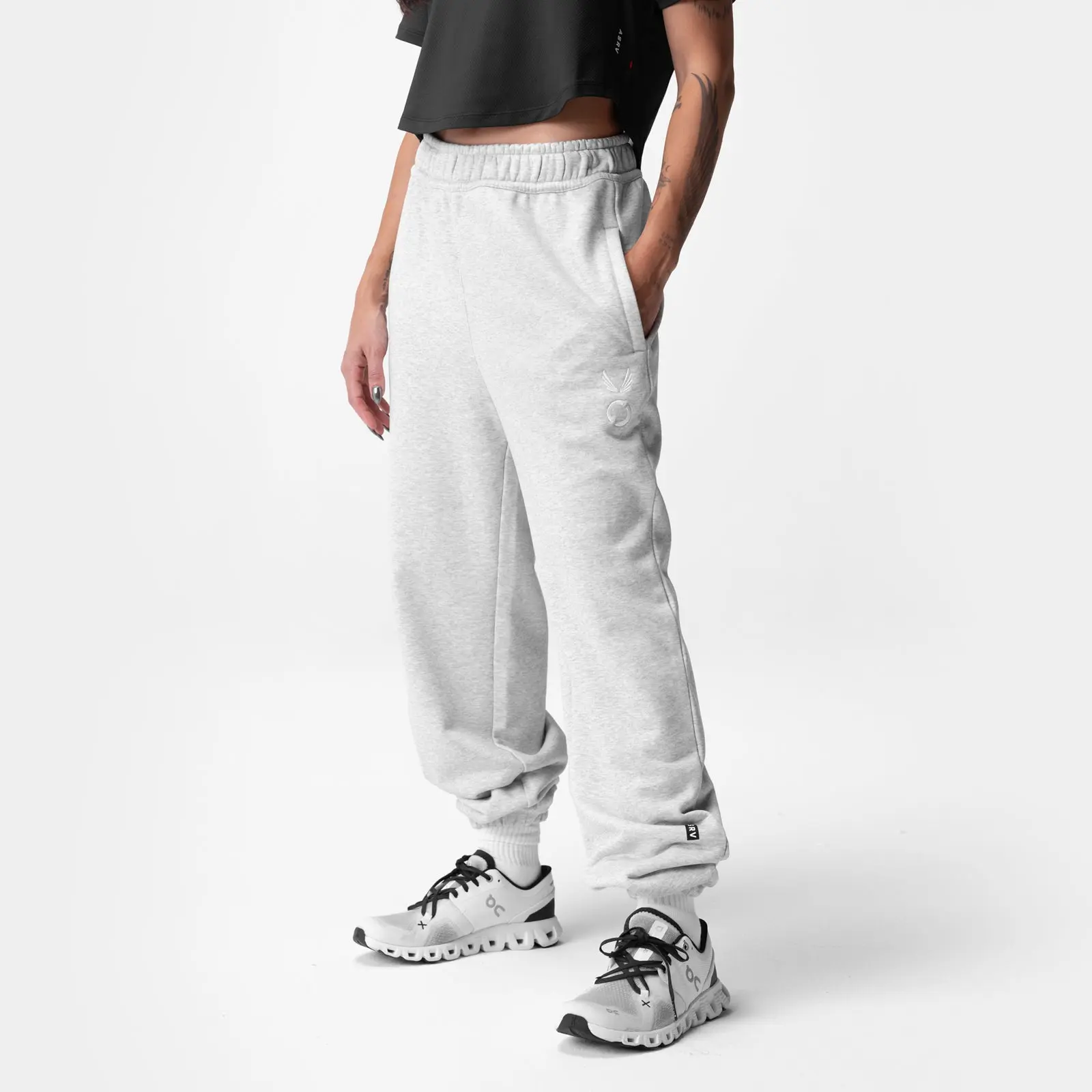 ASRV x Equinox Sorona® French-Terry Oversized Aesthetic Solid Jogger (S, M, L) - Heather Grey, Mid-Rise, Outdoor Wear, Baggy Sweatpants Men's Sports Joggers
