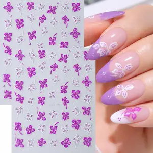2pcs Spring Floral Nail Art Stickers, 3D Tropical Flowers Spring and Summer Design DIY Nail Decals, Suitable for Women and Girls, Flower Nails