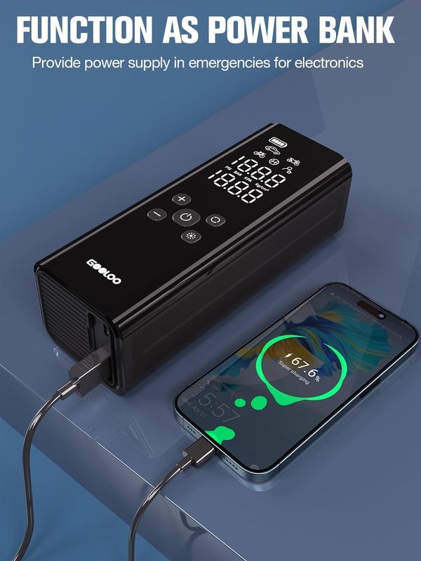 GOOLOO GT150 Portable air compressor-150PSI High-Pressure,Led Screen, Car accessories for Vehicle,Motorcycles,Bicycles,Balls,Tire Inflator, Springtok