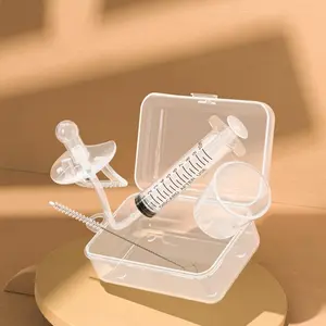 Baby Medicine Dispenser Kit (4PCS) - Oral Syringe, Pacifier Medicine Feeder, Measuring Cup & Cleaning Brush| Silicone Baby Medicine Dropper for Newborns, Infants & Toddlers