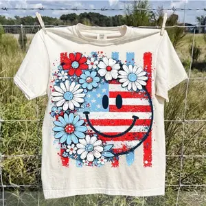 [Sale up to 50%] [Free Ship] 4th of July Comfort Color T-Shirt, Floral American Flag, USA Shirt, Vintage Patriotic USA Flag Shirt, Red White Blue Sublimation