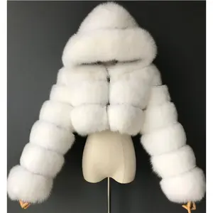 High Quality Furry Cropped Faux Coats and Jackets Women Fluffy Top Coat With Hooded Winter Jacket Manteau Femme