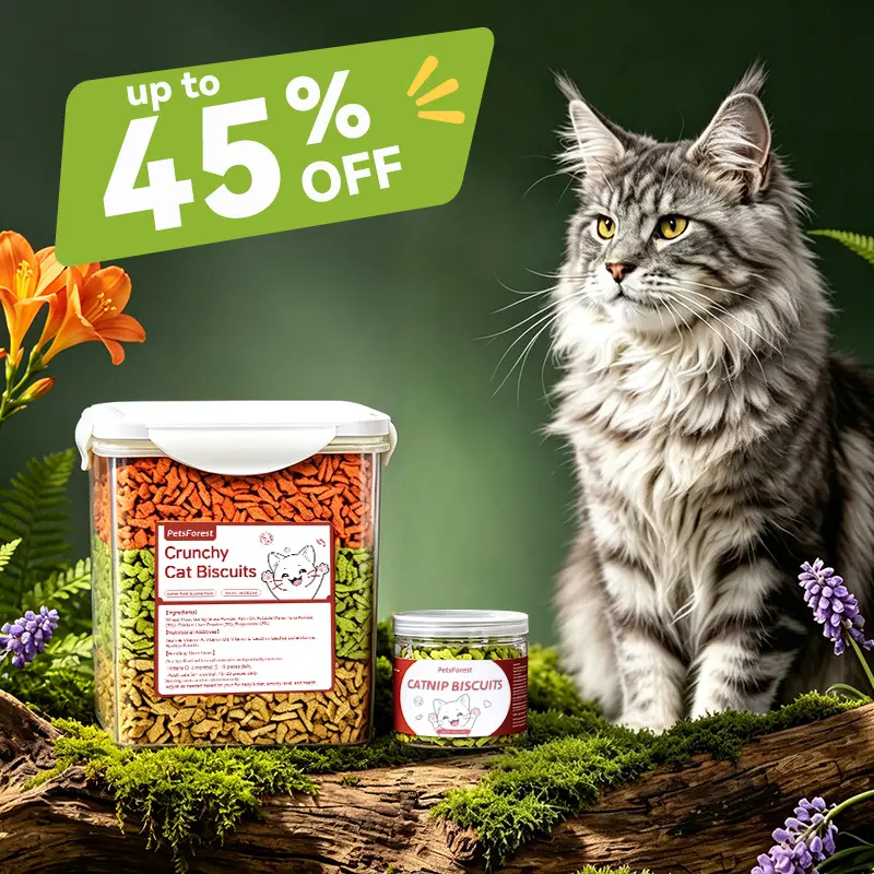 PetsForest Crunchy Feline Grass Treats, 2.2lb Assorted Shapes Variety Pack, Natural Biscuits with Peppermint, Palm Oil, Vitamin D3, Lecithin, Daily Hairball Support & Cat Training Rewards