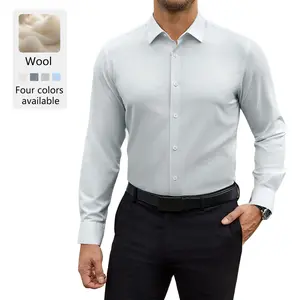 Alimens&Gentle Men's Wool Shirt Long Sleeve Thick Cotton Feel Autumn Winter Warm Comfortable Skin Friendly Breathable Anti-static Business Casual Daily Office Top