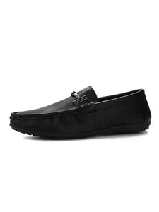 New Men's Casual Solid Color Loafers, One-Click Slip-On Comfortable Lightweight Shoes, Fashion Buckle Design, Daily Wear