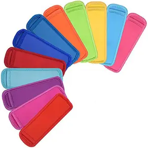 12 Pack Ice Pop Sleeves Popsicle Holders Bags Freeze Pop Holders, Neoprene Fabric, 12 Colors