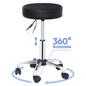 JupiterForce Adjustable Height Salon Stool Backless Spa Chairs Massage Stools Swivel Black