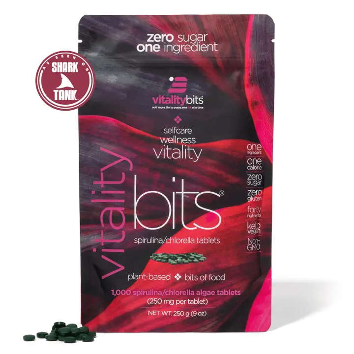 VITALITYbits Spirulina Chlorella Tablets - Algae Superfood for Energy, Focus & Natural Detox | Immune Support | Large Bag