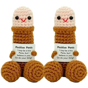 2pcs Handmade Crochet Emotional Support Cuddly Stuffed Animals - Cute Weird Gag Gifts for Friends, Home & Festive Party Supplies, Cuddly Stuffed Animal