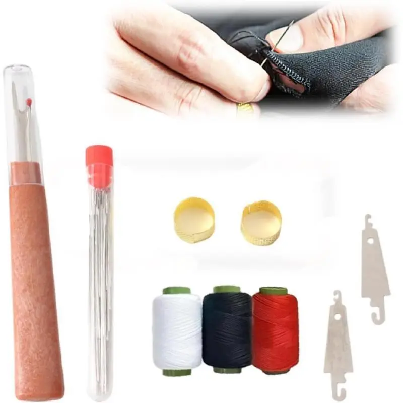 34Pcs Big Eye Steel Needles Set with Threader, Thimble, Seam Ripper & Storage Case – Durable Stainless Steel Hand Sewing Needles Kit for Embroidery, Quilting & DIY Crafts (34Pcs)