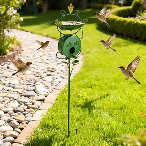 Cute Frog Shape Bird Feeder for Children's Feeding Pleasure Easy to Clean Weatherproof Outdoor Wildpark Squirrel Courtyard Backyard Nature Watching Garden Decoration Ornaments,summervibes
