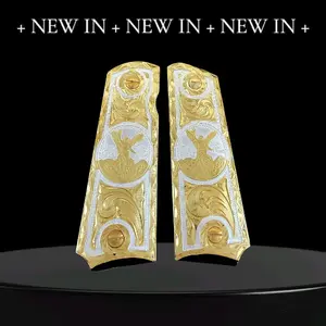 cachas Centenario 1911 Mexican Style Grips Silver Gold Plated