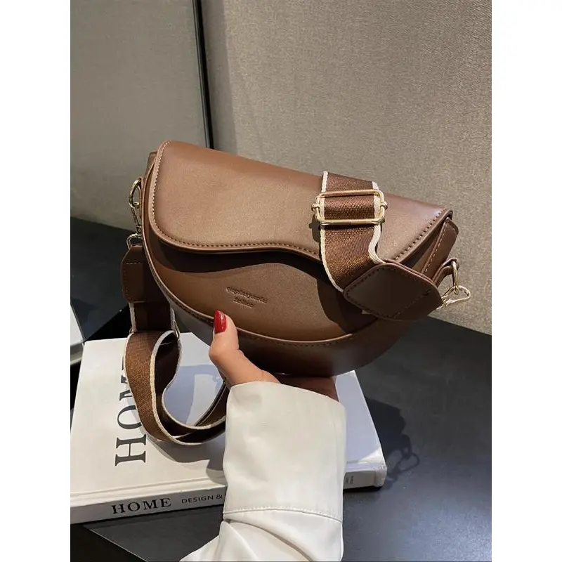 Trendy Women’s Saddle Crossbody Bag Wide Strap Shoulder Bag, Everyday Commuter Purse, Casual All-Match Outfit Essential, Bag For Purchase