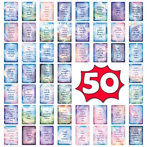 50 Pcs Dream Gradient Inspirational Quote Cards, Mixed Colors, Fantasy Theme, Positive Energy Affirmations, Encouraging Messages, DIY Scrapbook, Greeting Cards