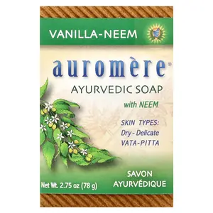 Auromere Ayurvedic Bar Soap with Neem, Vanilla-Neem, 2.75 oz (78 g)