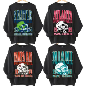 College Team Football Sweatshirt Black Color – Vintage Game Day Crewneck Pullover with City & Year Graphics, Unisex Team Spirit Apparel, Cozy Fall Outfits & Gifts for Fans, Custom Your Team