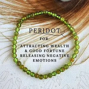 Natural Green Peridot Olivine Crystal Gemstone 4mm Round Beads Handmade Bracelet Healing Reiki Stretch Men Women Bracelet Mother's Day GIft