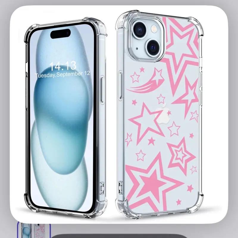 Shine bright with our dreamy Starry Night clear case! Designed for the "it girls" with star qualities  iPhone 15 Case Clear with Four Corner Reinforced Shockproof for iPhone 15 Cell Phone Case for iPhone 15 Cover Cases Thin Soft TPU Protective-Cute Purple