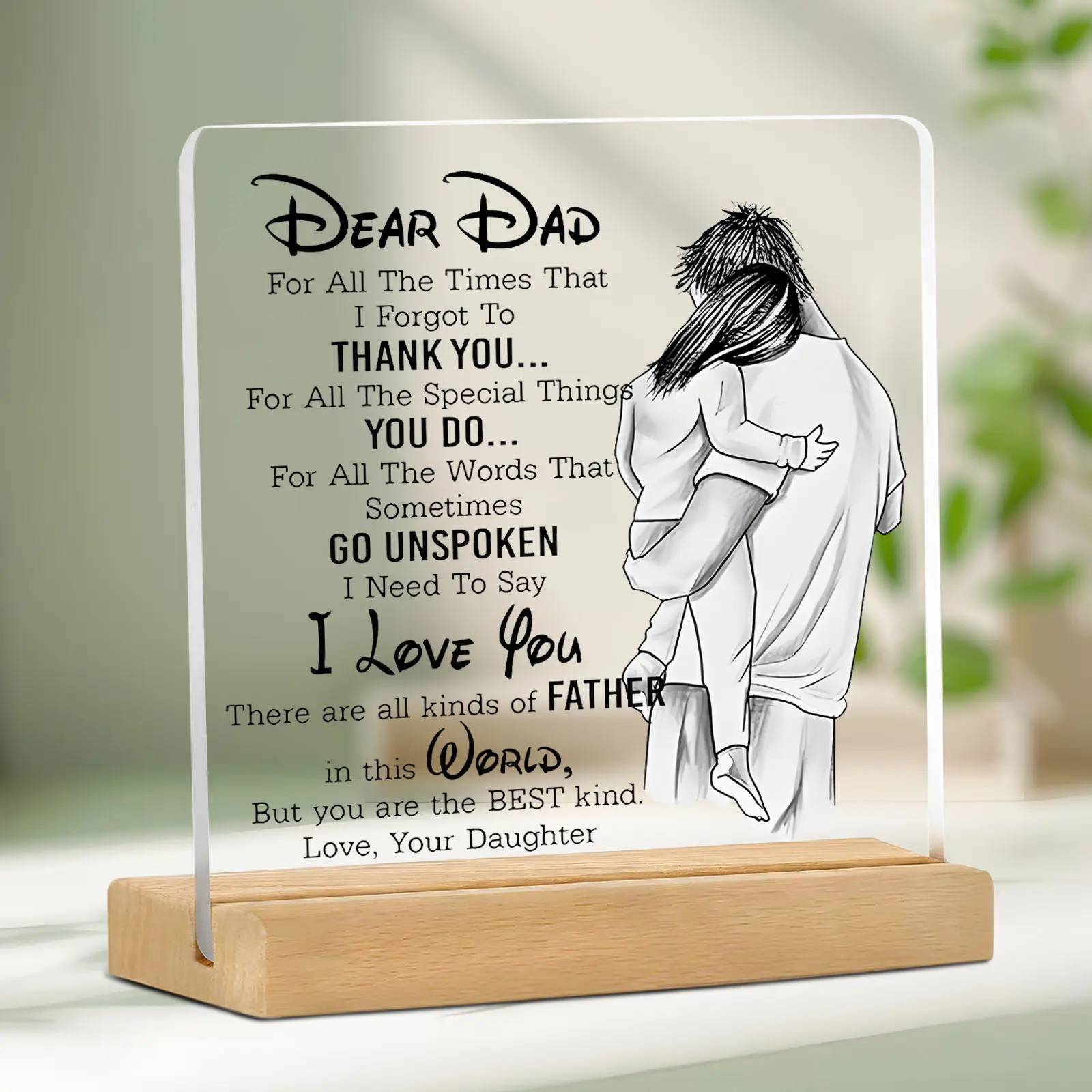 Acrylic Photo Plaque Gift for Dad From Daughter, Meaningful Love Sign, Perfect for Father's Day, Christmas, Thanksgiving, Birthday Celebrations, Personalized Plaque, Acrylic Plaque Decor