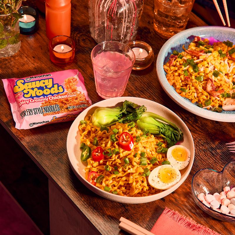 Maruchan Ramen Saucy Noods Variety Box - 2 Spicy Chicken & 3 Spicy Creamy Chicken Noodles for Bold Flavor & Playful Heat