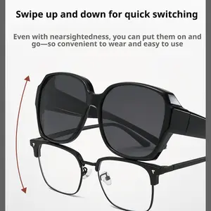 Polarized Sunglasses Fit Over Glasses for Men Women, Oversized Square Sun Glasses UV400 Protection Shades,Face Shadow Polarized Sunglasses Fit Over Glasses, Sunglasses for Women to Go Over Glasses UV Protection Lightweight