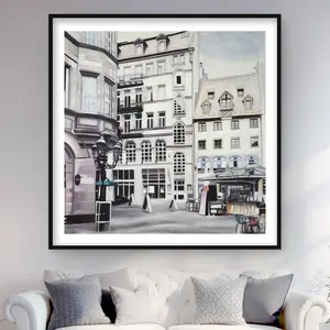 Begin Home Decor C1FM4848U6AN1Y 48 x 48 in. Street Scene In Germany - Beige Architecture Framed Print Wall Art