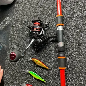 Fishing reel and pole combo telescoping lures