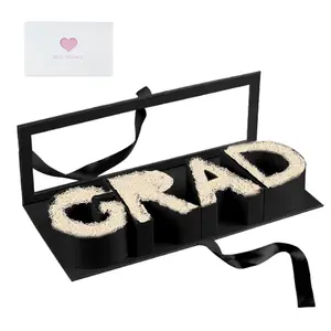 Grad Letter Shaped Fillable Cardboard Box,17.32"x6.06"x2.56" Creative Gift Packaging Idea Fillable GRAD Letter Shaped Gift Boxes Wrapping Basket Packaging Boxes Themed Gift Box