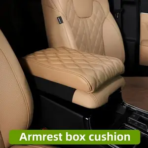 2025 Car Armrest Mat Wave Embroider PU Leather Center Console Arm Rest Protection Cushion Automotive Interior Cushion Auto Armrests Storage Box Cover Pad