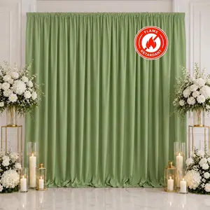 Scuba Polyester Backdrop Curtain Sage Green 10ftx10ft Durable Flame Resistant Wrinkle-Free Event Drape Panel With Rod Pocket