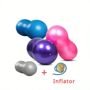 PVC Peanut Yoga Ball Set, 2pcs Anti-Burst Exercise Balls with Inflator for Balance, Pilates, Physiotherapy, and Labor Birthing - Supports 200kg Multicolor Fitness Exercise Ball Set