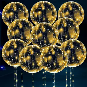 LED Light Up Balloons 10 Pack – 20" Transparent Glow Balloons Light Up with LED String Lights & Switch, Easy Air or Helium Use for Special Events, Weddings, Party Decorations & Festive Nights