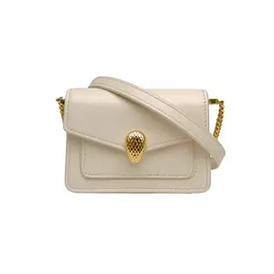 Pre-owned Bvlgari leather Tote Bags White C shaped snake head bag mini